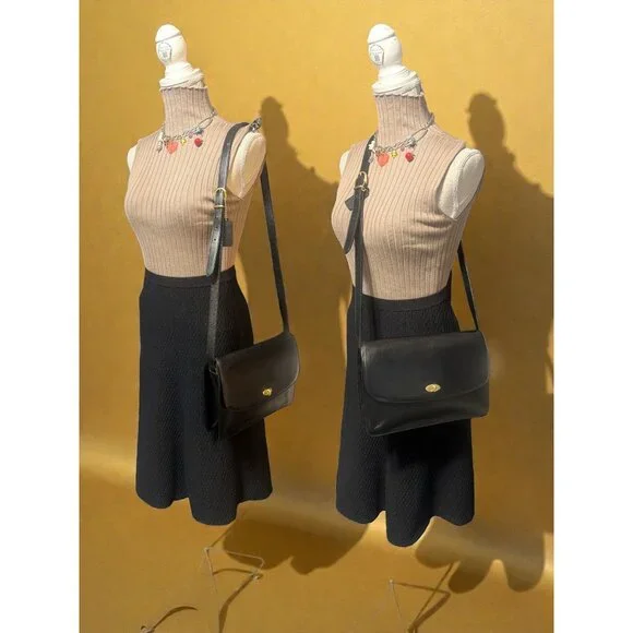 VTG Coach Madison Royalton Bag 4403 Black Caviar Leather Flap Turnlock 90s Italy - Picture 3 of 12